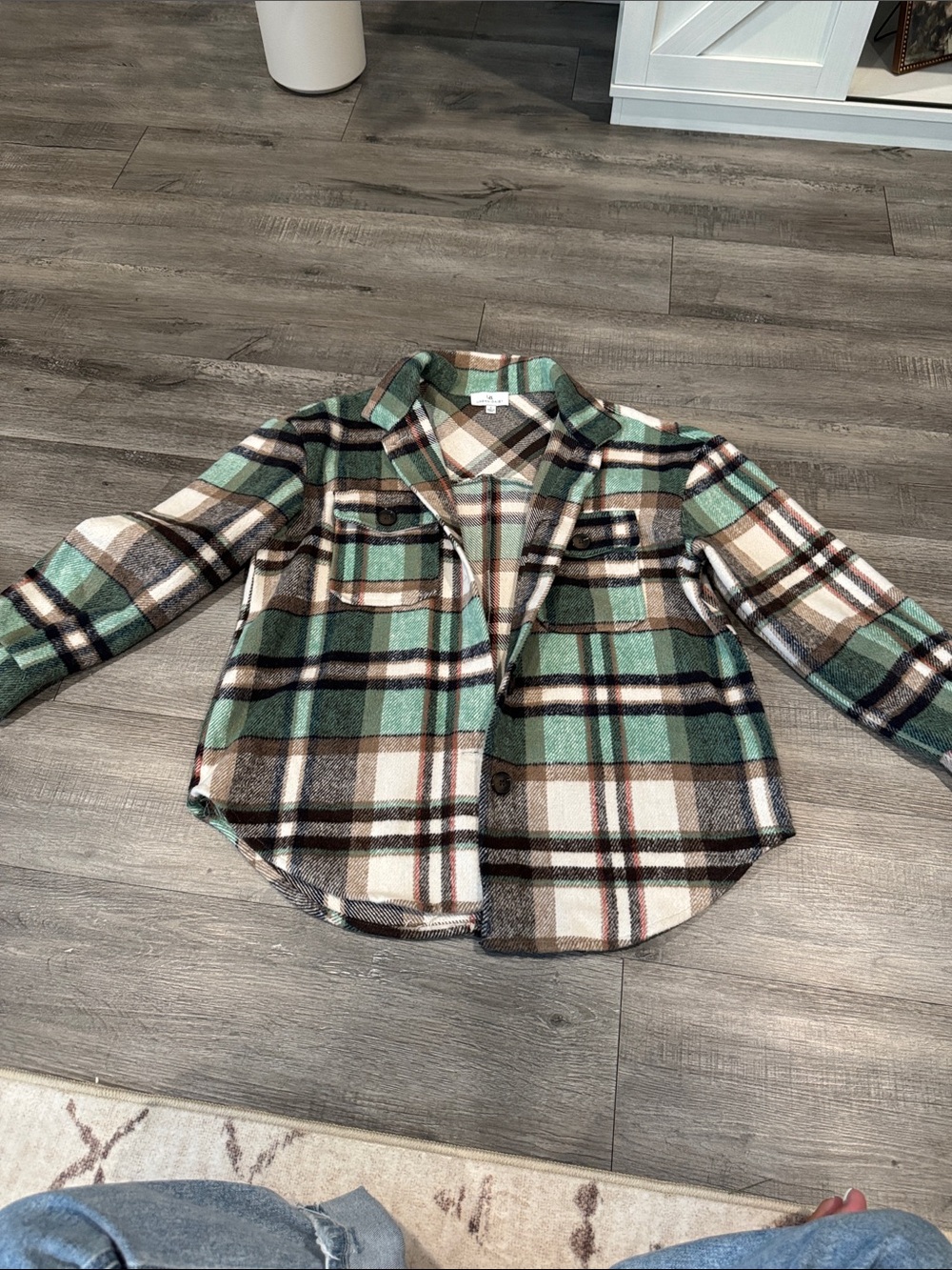 Plaid Shacket Jacket in Green and Brown